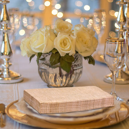 Perthlin 100 Pcs Burlap Paper Napkins Disposable Dinner Napkins 13''x16'' Burlap Print Decorative 2 Ply Rustic Cloth Like Paper Napkin for Bathroom Wedding Birthday Cocktail Party