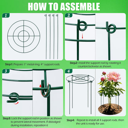 Peony Cages and Supports 8 Pack, 11.5 x 20 Inch Heavy Duty Plant Support Cage Set for Peonies, Roses & Tomatoes – Garden Stakes & Plant Cages for Outdoor Plants (8 Pack, 11.5 x 20 Inch)