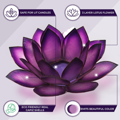 Om Gallery Capiz Shell Lotus Flower Decor Tealight Candle Holder for Serene Ambiance -Decorative Candle Holders for Meditation and Relaxation, Passion