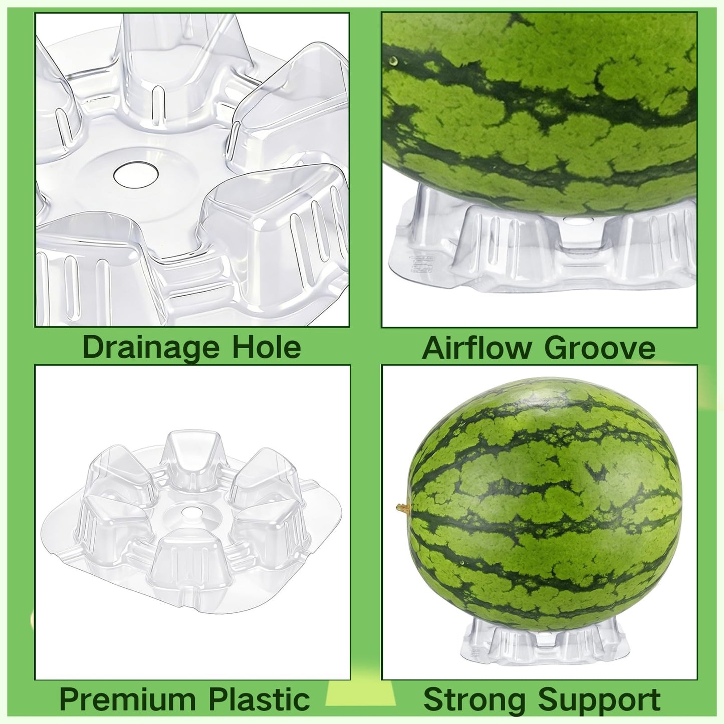 Pumtus 100 Pack Plastic Melon Cradles, Clear Watermelon Support Stand Hold up to 25 lbs, Garden Plant Protection Cage, Fruits Tray for Holding Melon Pumpkin Squash Cantaloupe Off The Ground