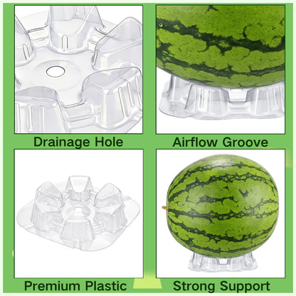 Pumtus 100 Pack Plastic Melon Cradles, Clear Watermelon Support Stand Hold up to 25 lbs, Garden Plant Protection Cage, Fruits Tray for Holding Melon Pumpkin Squash Cantaloupe Off The Ground