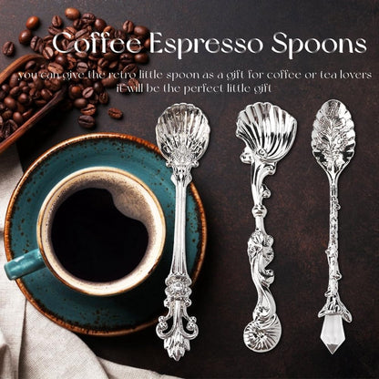 Coffee Espresso Spoons Set of 6 Tiny Spoon Vintage Cutlery Sugar Spoon Tea Dessert Soup Spoons Teaspoons Coffee Stirrers for Kitchen Dining Bar