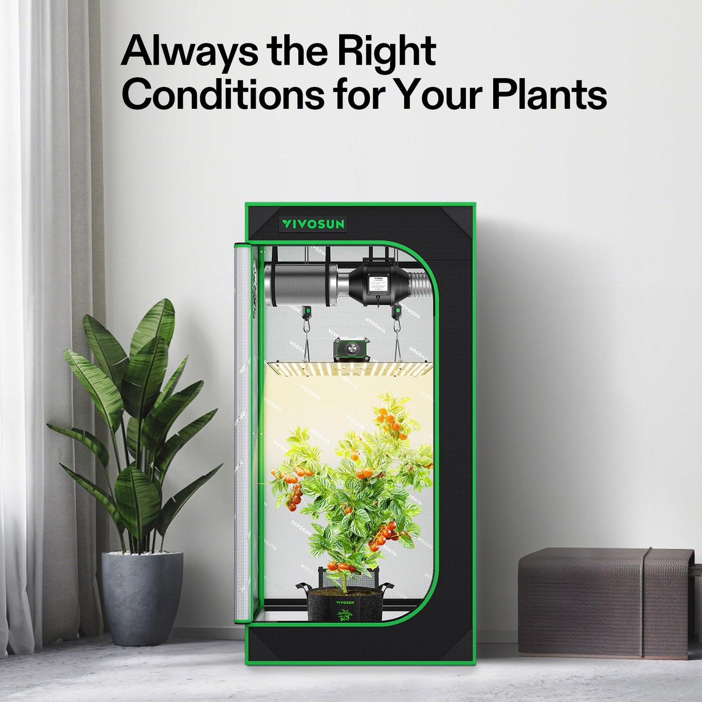 VIVOSUN Grow Tent Kit, 2 × 2ft 1-Plant System, WiFi-Controlled Grow System with Full Spectrum LED Grow Light, Automatic Ventilation, GrowHub Outlet A22 with Temperature and Humidity Sensor