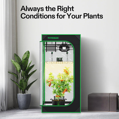 VIVOSUN Grow Tent Kit, 2 × 2ft 1-Plant System, WiFi-Controlled Grow System with Full Spectrum LED Grow Light, Automatic Ventilation, GrowHub Outlet A22 with Temperature and Humidity Sensor