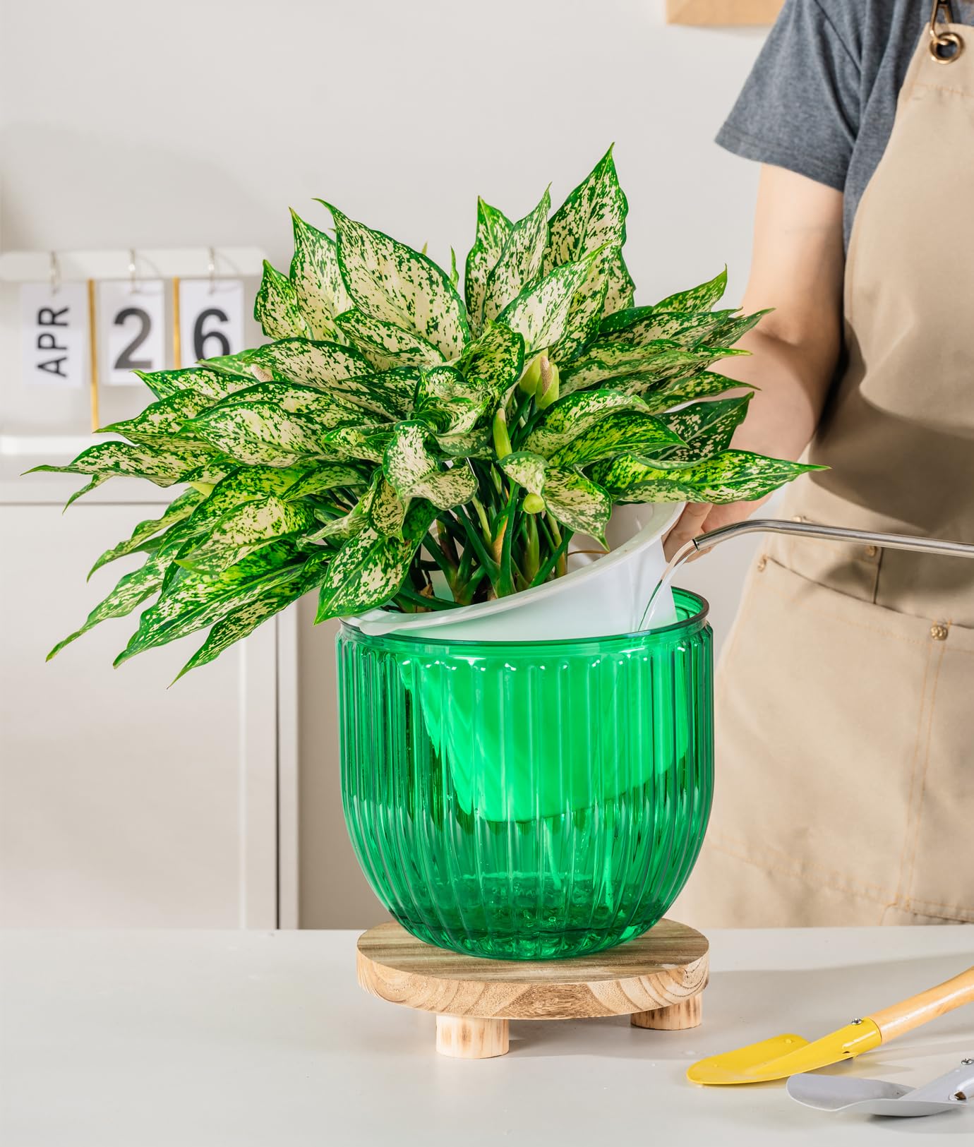 Melphoe Self Watering Pots for Indoor Plants, 8.3/5.3 Inch 2 Pack and 2Pack 8 inch Flower Pots