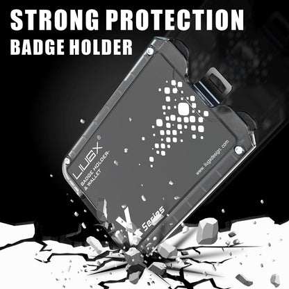 LIUGX Badge Holder, No-Clip Version, ID Card Holder, Durable Polycarbonate (Holds 6 Cards), for Office, Laborer, Police, Work, Black
