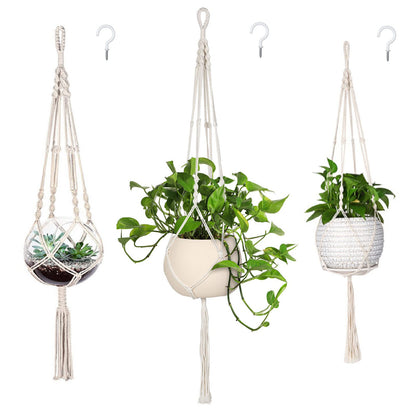 MIPON 3 Pack Macrame Plant Hangers with Hooks - 3 Sizes (34"/41"/46") Handmade Cotton Indoor/Outdoor Hanging Planter Holders,Boho Home Decor for Patio Balcony Living Room, Fits 5-10 Inch Pots