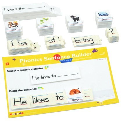 CHEFAN Sentence Building for Kids, CVCE & Long Vowel Word Games, Silent E Phonics Reading & Writing Activity, Kindergarten & Preschool Classroom Must Haves