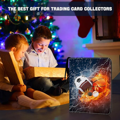 Sports Card Binder 4 Pocket Trading Card Binder 400 Pockets Double Sided Pockets Baseball Card Binder for Football Baseball Basketball Hockey Card and Other TCG Collection Storage Album