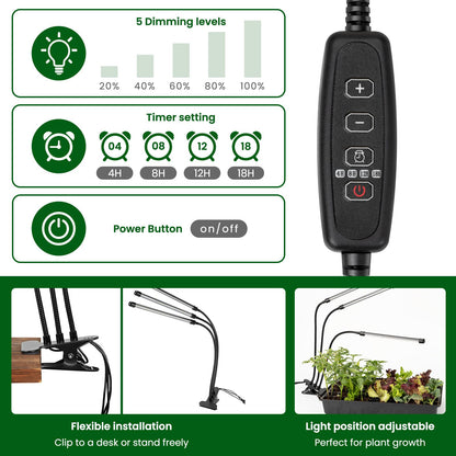 SOLIGT 60 Cell Seed Starter Kit with Grow Light and Heat Mat, Seed Starter Tray with Higher 4.3” Humidity Dome, Flexible Light Positioning for Seed Starting & Seedling Growth