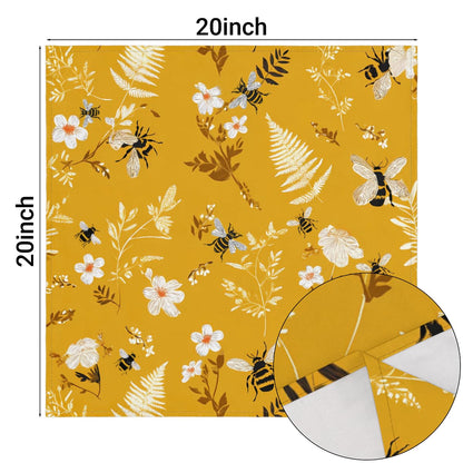 AUUXVA Table Napkin Cloth Set of 6 Bee Flower Floral Pattern Cloth Napkins 20x20in Washable Wrinkle Free Dinner Napkin for Wedding Parties Restaurant Decor Everyday Use