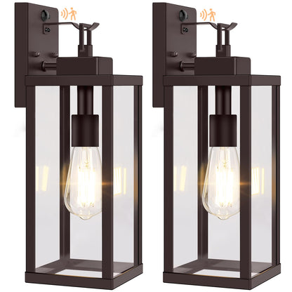 BesLowe Outdoor Wall Lights, Motion Sensor, 16in, Metal, Brown, Dusk to Dawn, 2-Pack, Model A927M