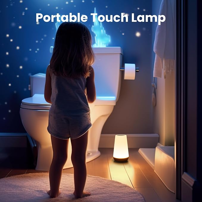 THAUSDAS Night Light, Dimmable Touch Lamp for Bedroom, Portable Table Bedside Lamp, 5 Brightness 13 RGB Colors, Night Lights for Baby Nursery Bathroom