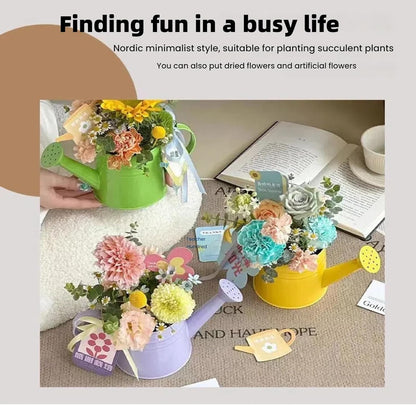 Metal Watering Can, 0.26 Gallon Sprinkling Can Plant Watering Can for Outdoor Indoor Plants, Watering Cans Gardening Tool Accessories, Galvanized Steel Watering Cans for Flowers (Orange)