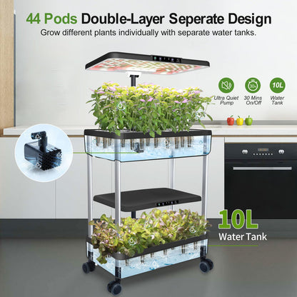 Hydroponics Growing System Indoor Garden - DRYADES Herbs Garden Kit Indoor with LED Grow Light Grow Anything Plants Germination Kit (No Seeds) Harvest Vegetable Lettuce for Home Kitchen (44 Pods)