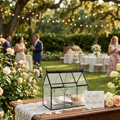 D'Eco Glass Greenhouse Centerpiece (10x4.5x9) - Spring Home Decor & Wedding Letterbox - Tabletop Geometric Planter Terrarium - Fill with Succulents, Moss, Flowers for Plant Lovers