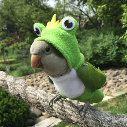 Bird Costume Diaper Flight Suit Frog Shape Hoodie Clothes Cosplay Photo Prop for Parrots Parakeet Cockatiel Sun Conure, Small Animals Apparel (Green with Diaper, Small), (BPF1)