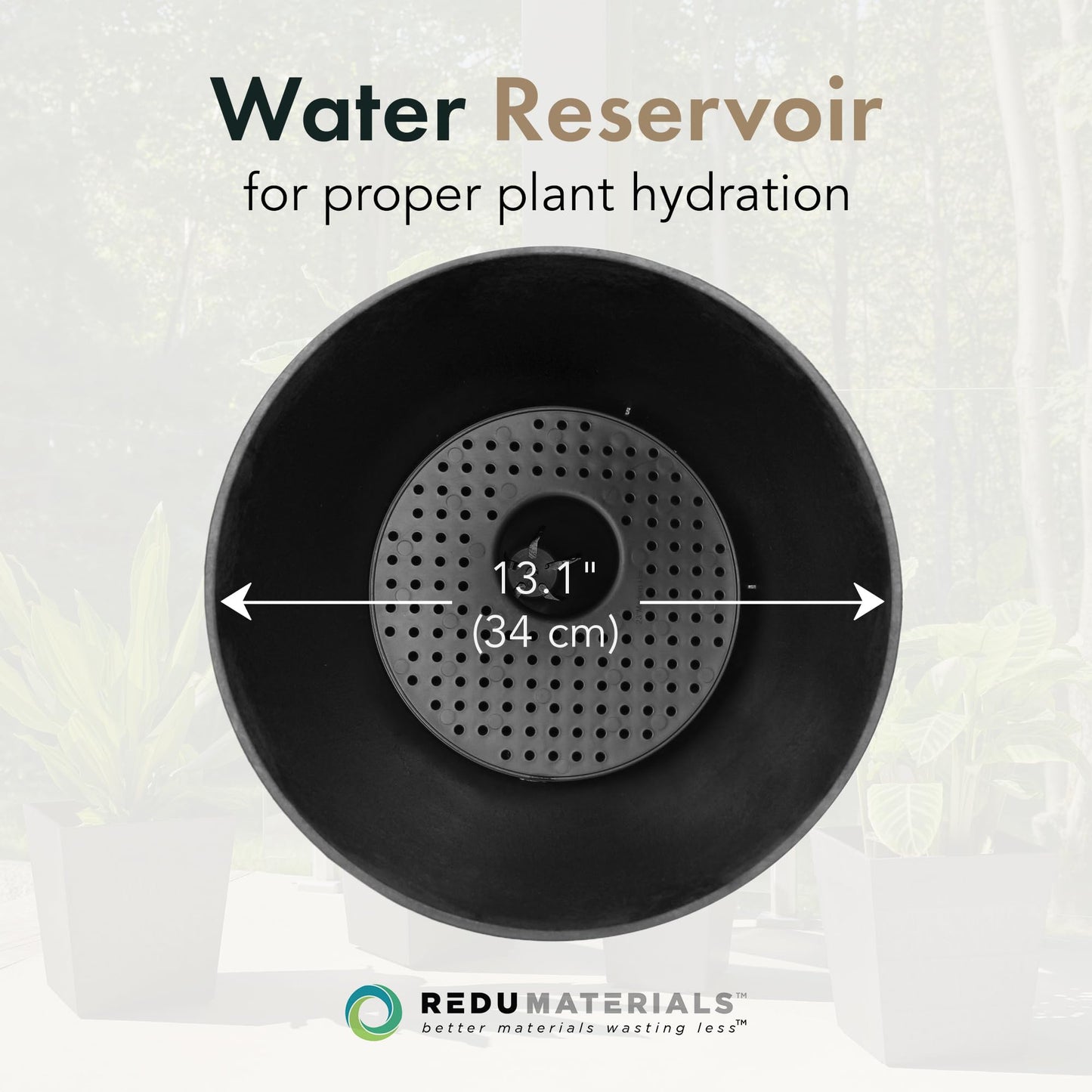 Tierra Verde Indoor & Outdoor Self-Watering Urn Planter, Cadence, 14" x 23", Black - Planting Containers for Plants and Flowers - Gardening and Landscaping Accessories