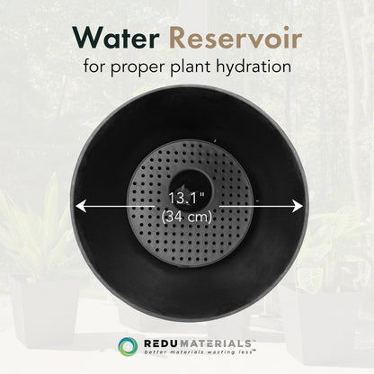 Tierra Verde Indoor & Outdoor Self-Watering Urn Planter, Cadence, 14" x 23", Black - Planting Containers for Plants and Flowers - Gardening and Landscaping Accessories