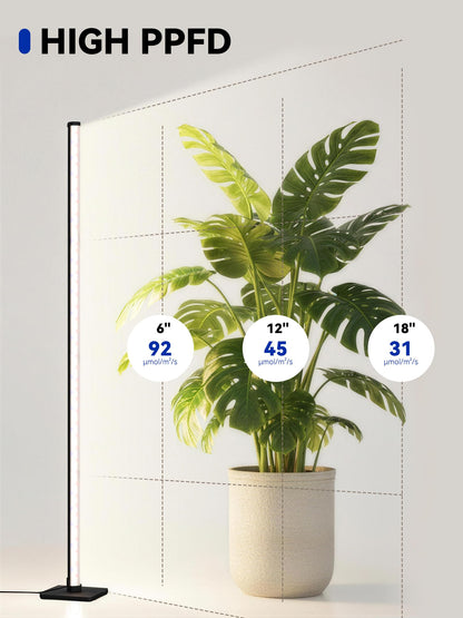 GLOWRIUM Grow Lights for Indoor Plants, 36W Vertical Plant Grow Lights with Auto-Timer, Full Spectrum LED Standing Plant Grow Light, 3 Light Modes, 6-Level Dimmable (60in)