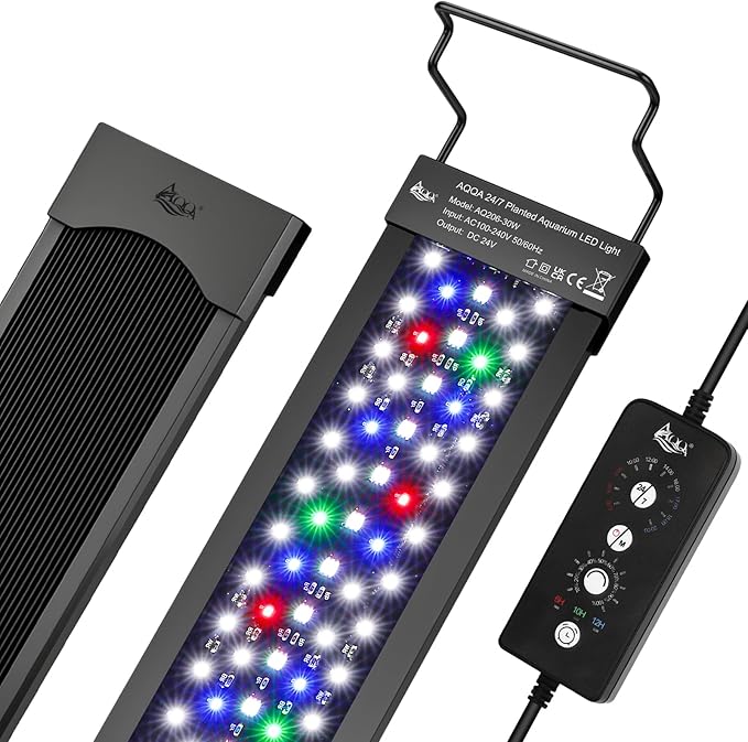 AQQA LED Aquarium Light 48W for 32-40 Inch Fish Tank, 24/7 Mode&DIY Mode Full Spectrum Fish Tank Light, IP68 Waterproof High Lumen Aquarium Plant Light, Adjustable Brightness/Timer, Memory Function