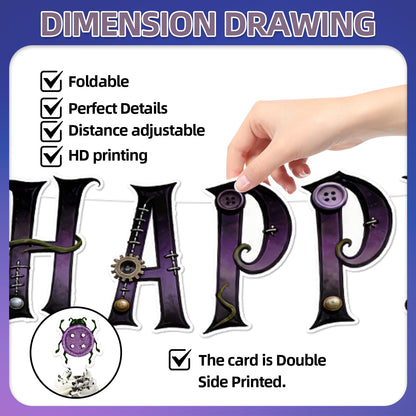 42Pcs Button Party Halloween Night Birthday Party Decorations Includes Cake Toppers,Cupcake Toppers, Banner, Backdrop, Balloons Halloween Party Supplies