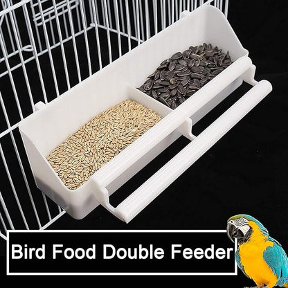 76" Extra Large Double Stackable Wrought Iron Breeding Bird Parrot Cockatiel Conure Breeder Flight Cage Double Feeder Cups Side Breeding Doors Eash Clean Pull Out Tray with Detachable Rolling Stand
