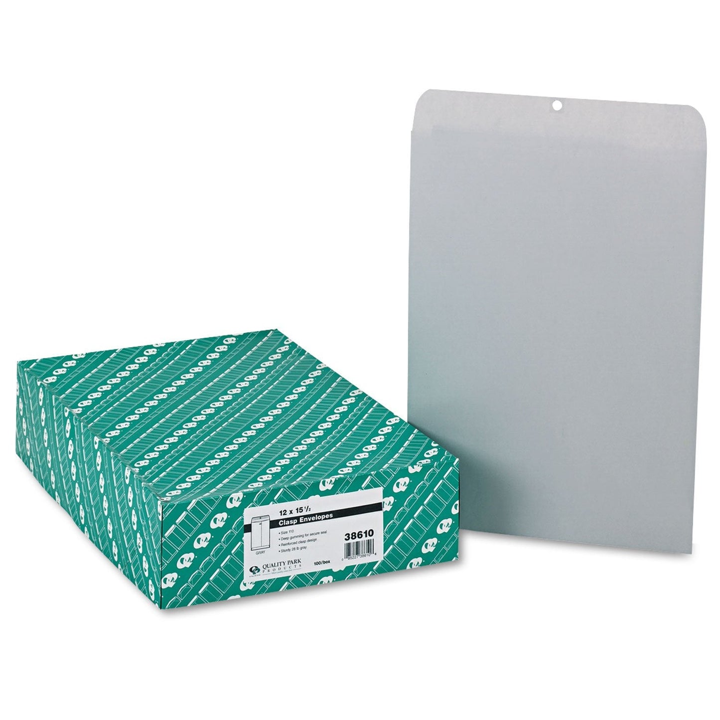 Quality Park Quality Park Executive Gray Gummed Clasp Envelopes (QUA38610), 12 x 15.5 Inches