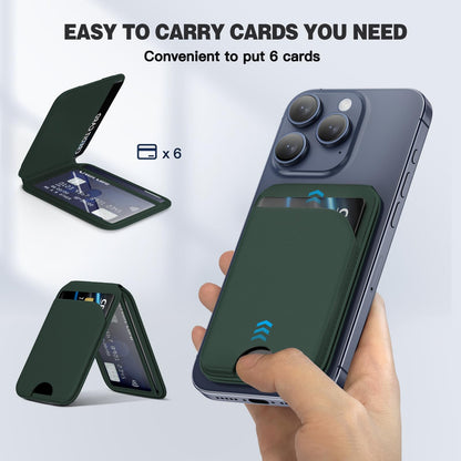 Mag-Safe Wallet Magnetic Wallet for Phone Lightweight Magnetic Phone Pouch Stand Adjustable Leather Mag-Safe Card Holder for iPhone 17/16/15/14/13/12 Series, Not for iPhone 13/12 Mini (Black)