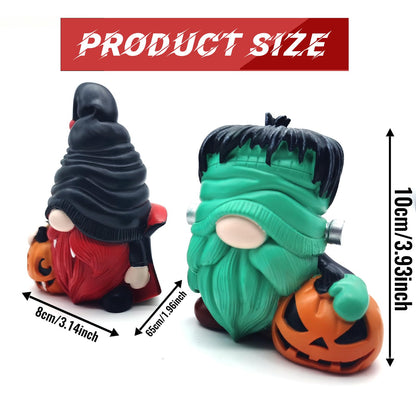YOKUSHI 2 PCS Halloween Gnomes Decorations, Fall Table Decor Resin Figurines with Pumpkin for Home Office Indoor Gifts