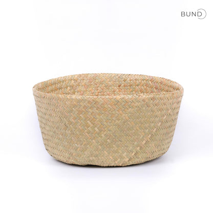 Woven Seagrass Belly Basket For Storage Plant Pot Baskets Laundry Picnic Grocery Baskets Woven Plant Pot Holder Home Decor For Storage Plants Wicker Laundry Basket (Large)