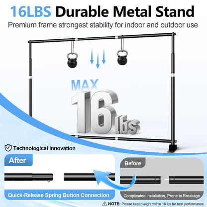 Qoolfoto 10 x 8FT Backdrop Banner Stand, Heavy Duty Adjustable Photo Background Support Frame Kit, Step and Repeat Stand for Photo Booth, Parties, Exhibition, Trade Show, Wedding