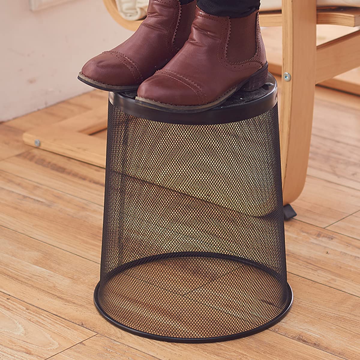 SHSYCER Black Mesh Trash Cans, 10-Pack 6 Gal Mesh Office Trash Can, Open Metal Wire Wastebaskets, Waste Basket Trash Can for Near Desk,Recycling Garbage Container Bin for Office,Home,School