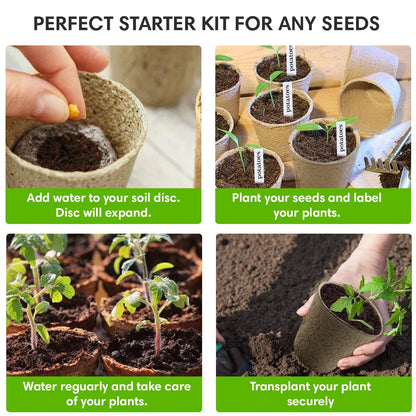 Garden Haven Seedling Starter Kit Germination Grow Cups and Soil (10 Pack) Biodegradable Peat Pots, Coco Coir Soil Discs, Plant Markers - Organic Grow Kit for Seed Germination, Indoor/Outdoor (2)