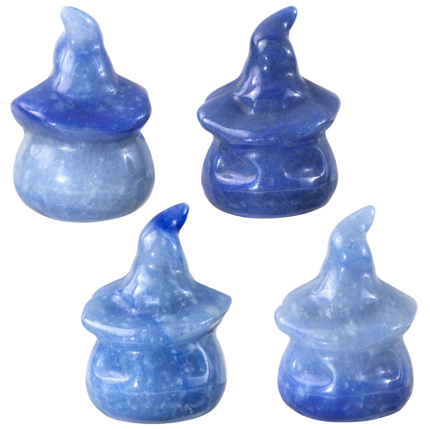 Rockcloud Pack of 2 Halloween Pocket Stone Pumpkin Ghost Head Statue Hand Carved Crystal Figurine Haunted House Party Decorations, Blue Aventurine