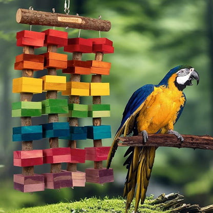 23.6"x13.7",2.17",Wooden Block 2.76" Macaw Toys,Parrot Toys for Large Birds,Large Bird Toys for Macaws,Amazon Parrots,African Grey,Provides an Ideal Place for Your Bird to chew and Climb