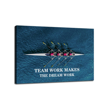 Motivational Wall Art Motivational Poster Team Work Makes The Dream Entrepreneur Canvas Printmaking Inspiring Motto Picture Modern Art Home Office Decoration Ready to Hang[12''W X 18''H]