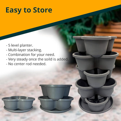 SunVara Strawberry Planter Vertical Gardening Stackable Planter Strawberry Tower 5 Tier Herb Outdoor Indoor 2 Pack