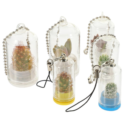 POPETPOP 6pcs Miniature Glass Container Keychain Artistic Hanging Terrarium for Air Plants Succulents Decorative Pendant