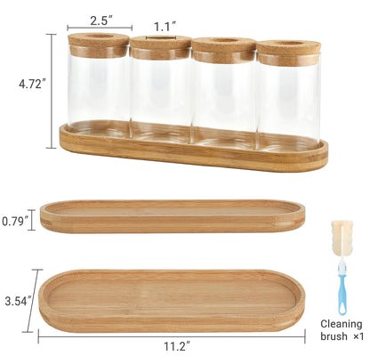 Dahey Plant Propagation Terrarium Desktop Glass Planter Station Water Planting Glass Vase with Lid and Wooden Stand for Propagating Hydroponic Plants Centerpiece Office Home Garden Decor, 4 Pcs