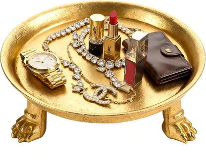 khtumeware 4.5 Inch 100% Solid Brass Clawfoot Candle Dish - Antique Pedestal Dish - Candle Holder - Jewelry Holder - Perfect for Wax Candles, Rings, and Trinkets