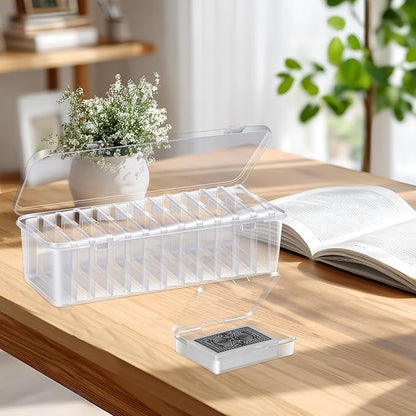 12 Pcs Playing Card Box, Clear Trading Card Storage Organizer 3.86 x 2.91 x 0.94 Inch Plastic Card Deck Case Snap Closed Holder Storage Organizer for Gaming Cards, Business Card Storage (12)
