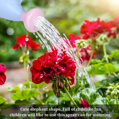 LOYUYU 0.4 Gallon Plastic Watering Can Small Lightweight Cute Indoor Outdoor Garden Plants, Watering Can with Shower Head Elephant: Pink Body Blue Head