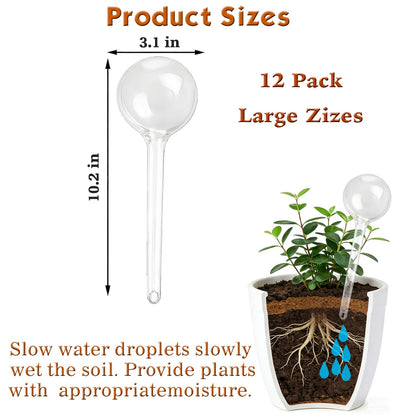 Wellinc Self Watering Globes for Plants – 12 Pack Large Automatic Watering Bulbs, Vacation Plant Watering Device for Indoor & Outdoor Potted Plants, Slow Release Plant Waterer for Water Conservation