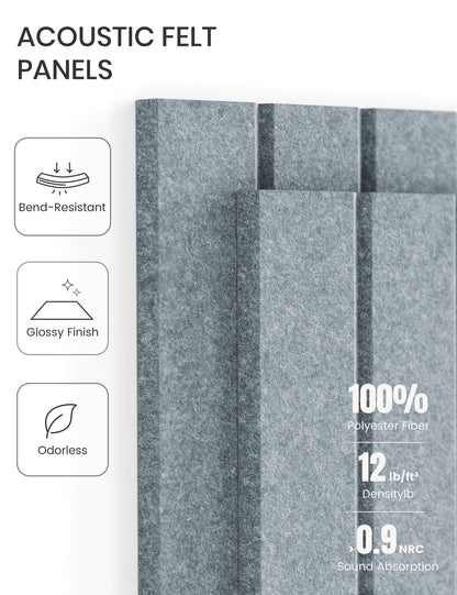 Large Felt Bulletin Board 48" x 36" Cork Board Alternative-12 Pack with 70 Safe Removable Adhesive Tabs, Cork Boards for Walls Pin Board for Home Office Classroom Felt Board-Blue Gray