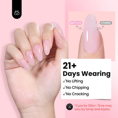 Beetles Hema Free Hard Gel for Nails,2.12 oz 9 in 1 Hard Gel for Nail Extension & Strengthening Broken Nail Repair with Flat Brush 100 Pcs Nail Forms UV LED Lamp Cured Salon Nail Technicians Women