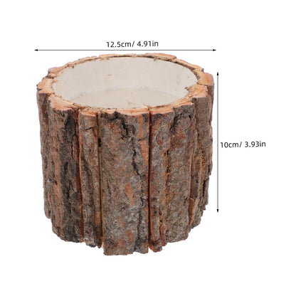 Totority Rustic Wood Bark Planter, Natural Tree Stump Flower Bucket for Indoor Outdoor Decor, Farmhouse Log Pot Centerpiece for Wedding, Patio, Garden & Windowsill, Unique Driftwood Style Vase