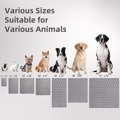 PUPTECK Washable Pee Pads for Dogs - 2 Pack 48" x 60" Waterproof Reusable Puppy Potty Training Pads Whelping Mat - Fast Absorption Non-Slip Pet Food Feeding Mat - Pad for Small Animals