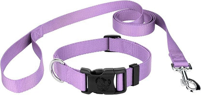 Country Brook Petz - Everyday Nylon Dog Collar and Leash - 10+ Cool Colors (1 Inch, Extra Large, Lavender)
