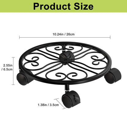 Chinpakden 10.24" Plant Stand with Wheels - 2 Pack Plant Caddy, 360 °Rotatable and Lockable Plant Rollers, Easy to Move, Plant Tray with Casters for Indoor Outdoor Wine Cellar.
